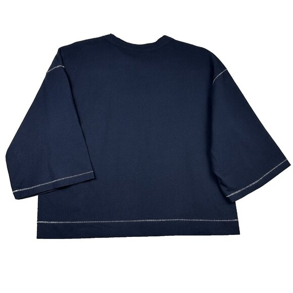 Madewell Women’s Wide-Sleeve Boxy Tee Navy Sz XXS Minimalist Street Style NWT - Picture 5 of 8